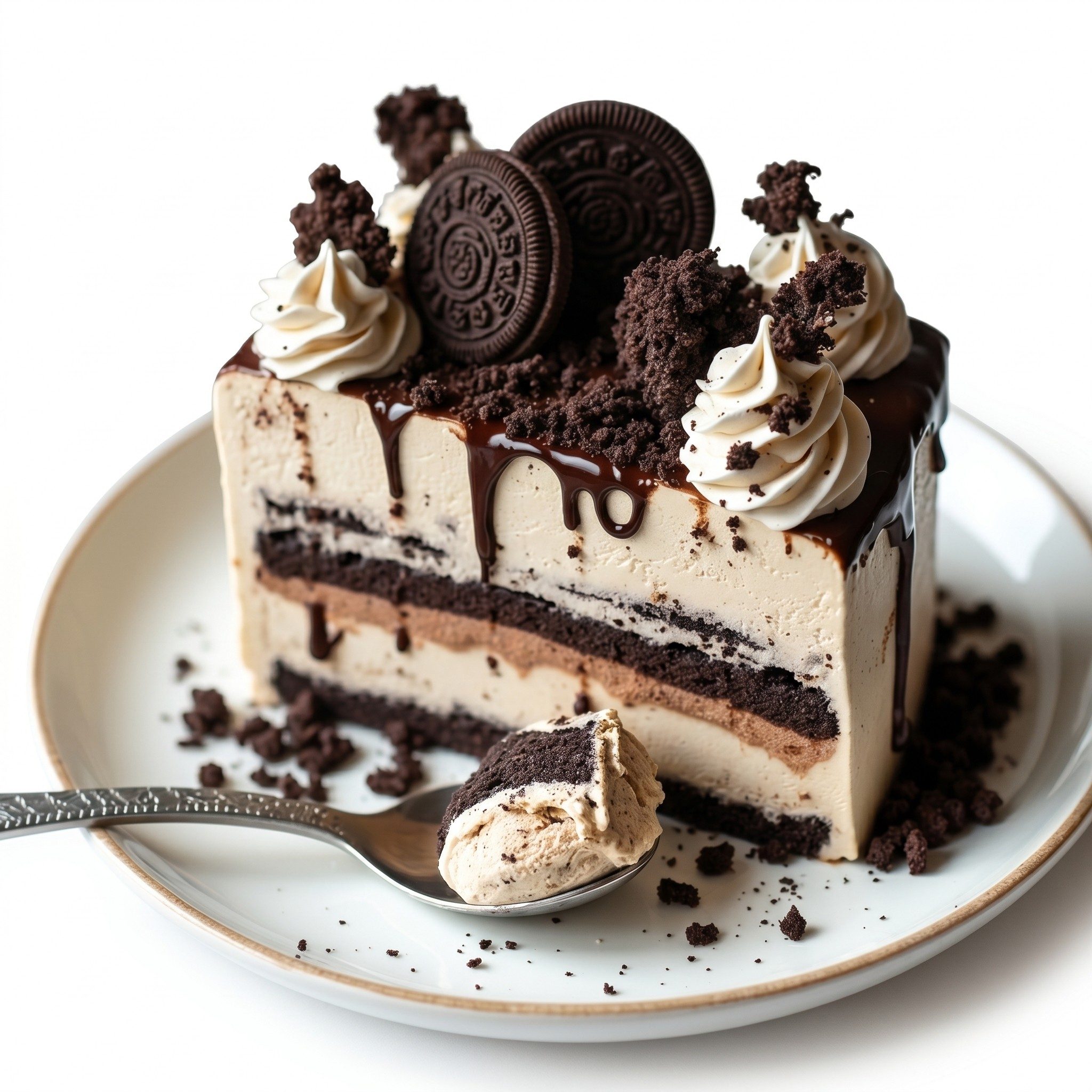 Oreo Crunch Cake Slice.