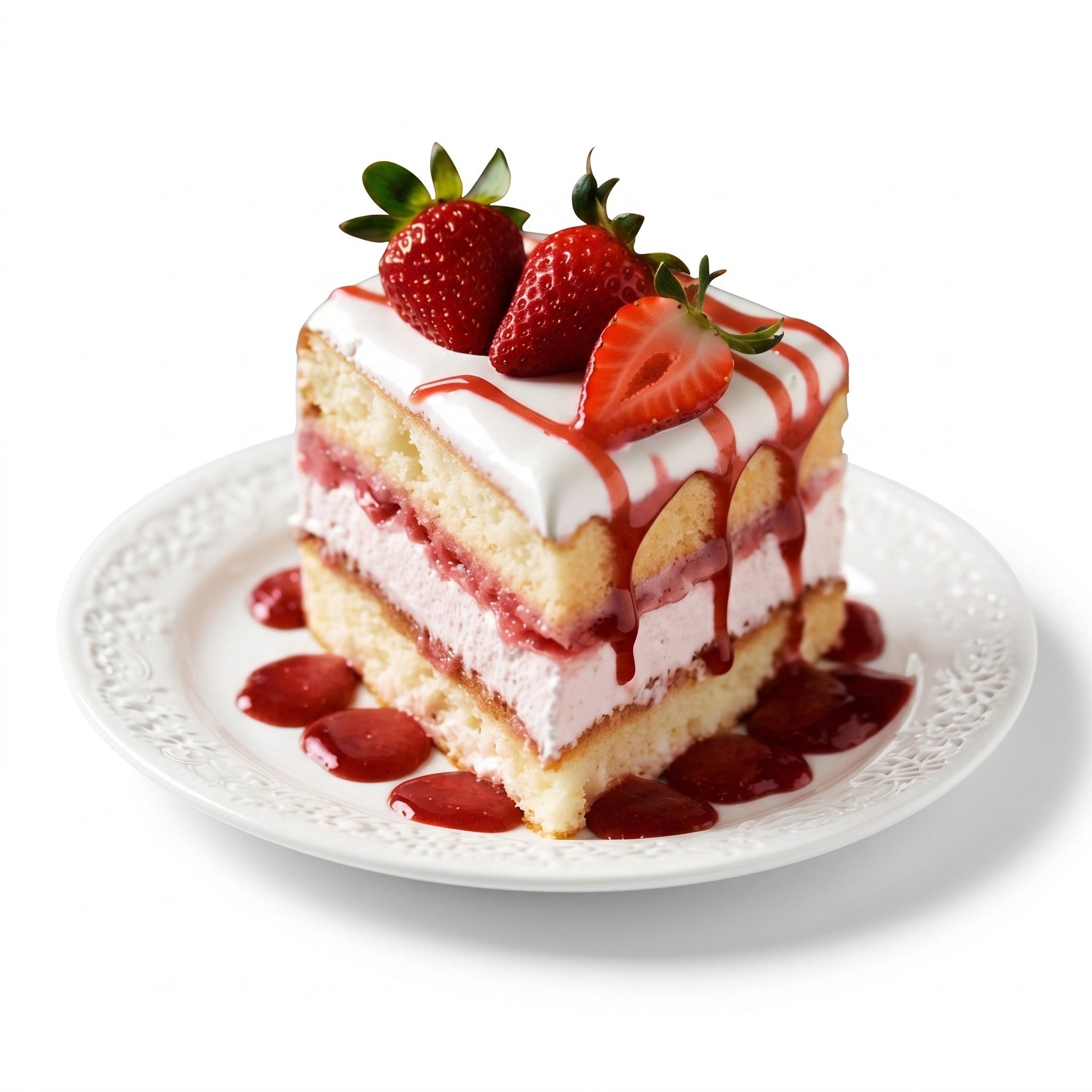 Strawberry Cake Slice.